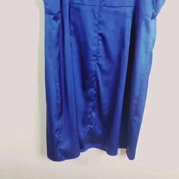 Aqua Electric Blue Satin Mini Dress Formal Cocktail Prom Women's Size M - Picture 7 of 10